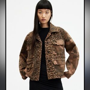 All Saints-Finch Leopard Camouflage Print Jacket. Small